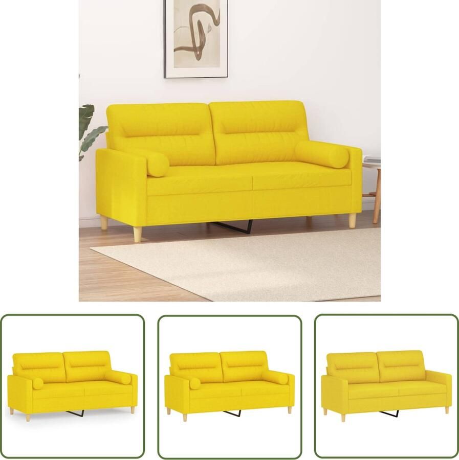 The Living Store Bank Light Yellow 2-zits 158x77x80cm Durable Fabric Sturdy Frame Removable Cushion Covers Tweezitsbank Sofa Banks Kopen Geel Sofa Stoffen Bank