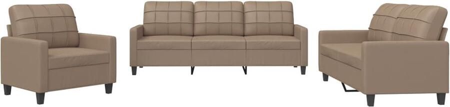 The Living Store Bank Lounge Kunstleer Cappuccino Stevig Metalen Frame Lounge Stoffen Bank Bruine Bank Lederlook Bank Bankstel Hoekbank - Foto 2