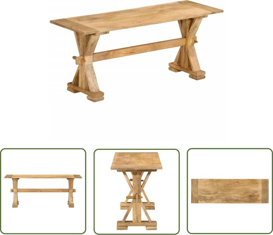 The Living Store Bank Massief Mangohout Woonkamer Hal Kleedkamerbank 110 x 35 x 45 cm Max 110 kg draagvermogen - Foto 2