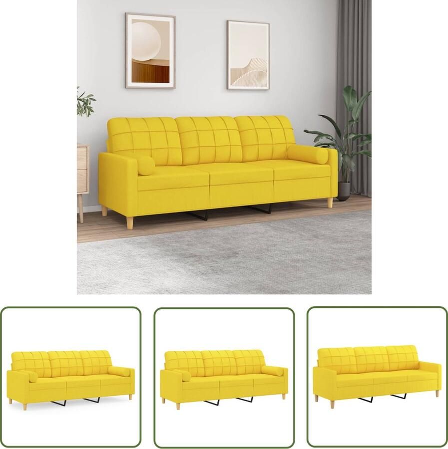 The Living Store Bank s 3-zitsbank Lichtgeel 198x77x80cm Duurzame stof 3 Zits Bank Sofa Banks Kopen Lounge Meubilair Woonkamer Meubels - Foto 2