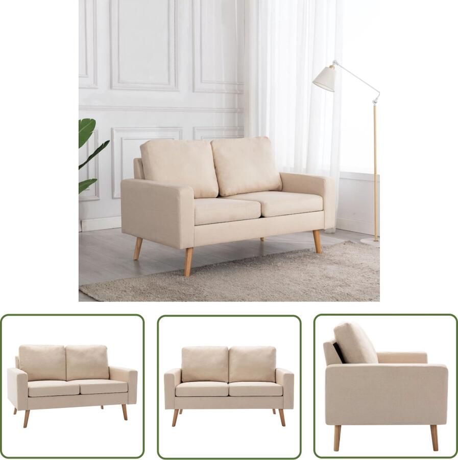 The Living Store Bank Vintage Tweezitsbank Crème 130x76x82.5 cm Tweezitsbank Vintage Bank Stofbank Banks Kopen Crème Kleur - Foto 3