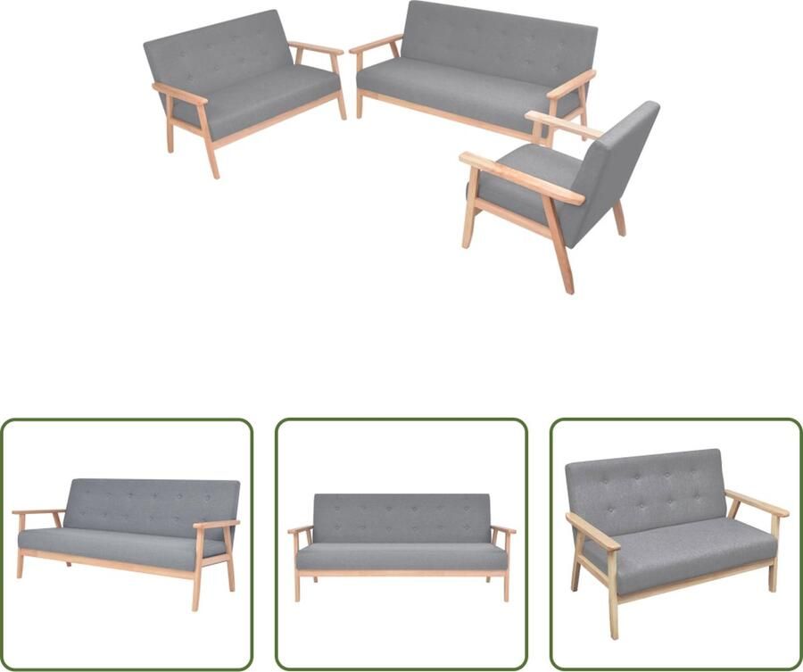 The Living Store Bankenset Erg comfortabel Lichtgrijs Houten frame Polyesterstof Afmetingen- 158 x 67 x 73.5 cm Bankenset Stoffering Interieurdecoratie Woonkamer Meubilair Lounge Furniture - Foto 3