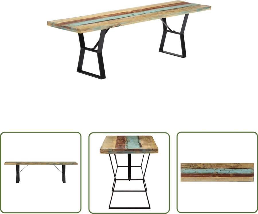 The Living Store IndustriÃle Eetkamerbank 160 x 40 x 45 cm Massief gerecycled hout en gepoedercoat ijzer Industriele Bank Eetkamerbank Salontafel Bank Industrieel Bank Vintage - Foto 2