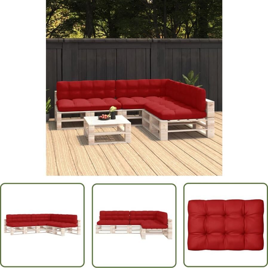 The Living Store Bankkussens pallet 7 st rood Tuinbank Kussens Lounge Bank Kussens Pallet Bank Kussens Zitkussens Rugkussens