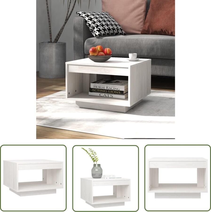 The Living Store Banktafel Grenenhout 50 x 50 x 33.5 cm wit - Foto 2