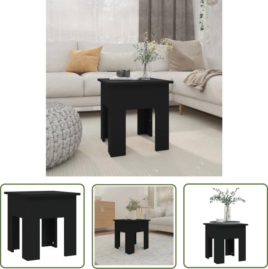 The Living Store Banktafel Zwart Spaanplaat 40 x 40 x 42 cm Montage vereist Salontafel Banktafel Houten Salontafel Zwarte Salontafel Kleine Salontafel - Foto 2