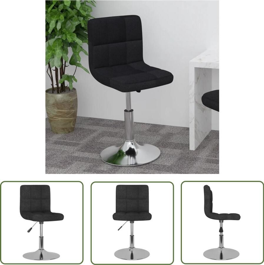 The Living Store Barkruk draaibaar stof zwart Barstoel Draaibare Stoel Zwarte Barstool Stoelen Online Kopen Lounge Stoel