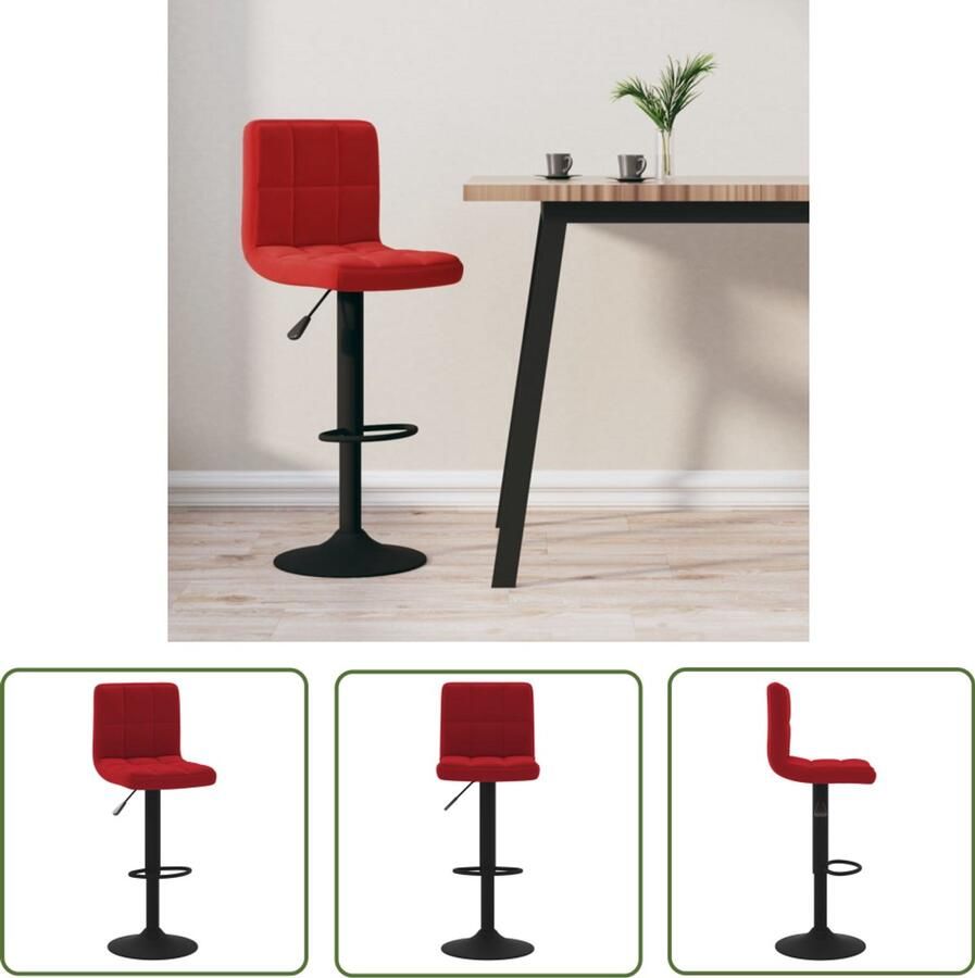 The Living Store Barkruk fluweel wijnrood Barkrukken Fluweelbarkruk Wijnroode Barkruk Eetkamerstoelen Barstoelen