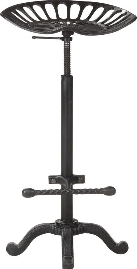 The Living Store Barkruk gietijzer zwart Retro Barkruk Gietijzeren Barkruk Zwarte Barkruk Met Voetensteun Adjustable Height Stool - Foto 2