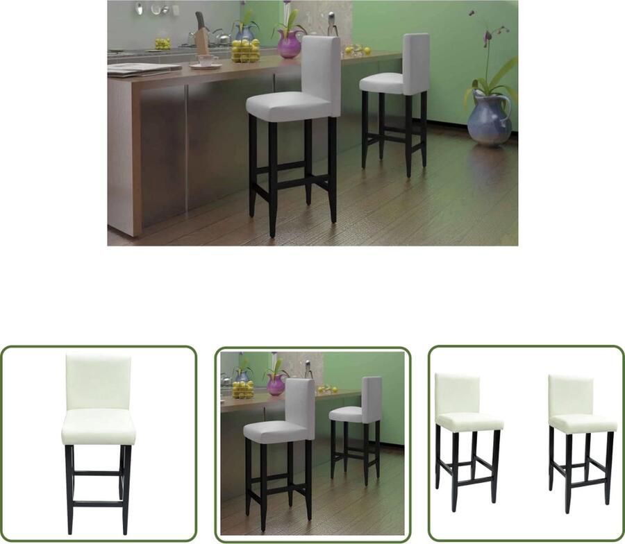 The Living Store Barkruk Wit 41 x 45 x 108 cm Kunstleer Barstoelen Barkrukken Eetkamerstoelen Keukenstoelen Design Meubilair - Foto 2