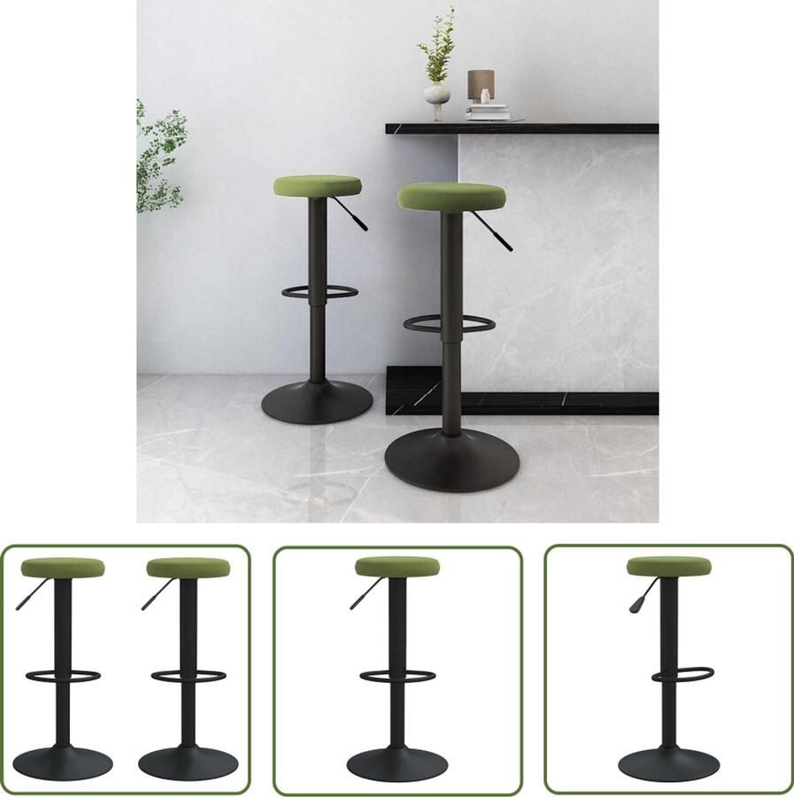 The Living Store Barkrukken 2 st fluweel lichtgroen Barkrukken Eetkamerstoelen Stoffen Barkrukken Groene Barkrukken Design Barkrukken