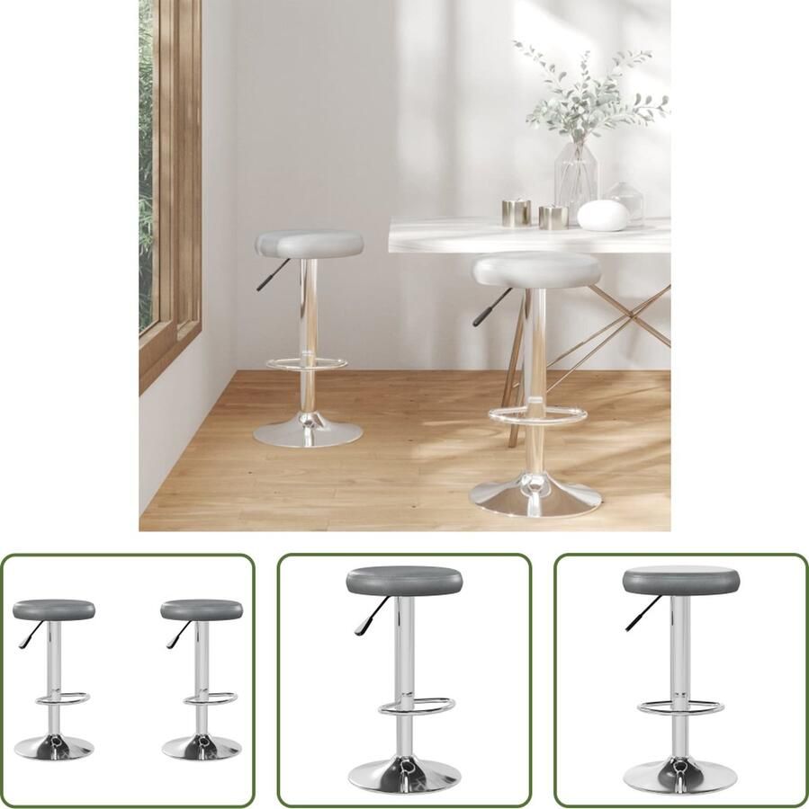 The Living Store Barkrukken 2 st kunstleer grijs Barstoelen Barkrukken Stoelen Meubilair Lounge