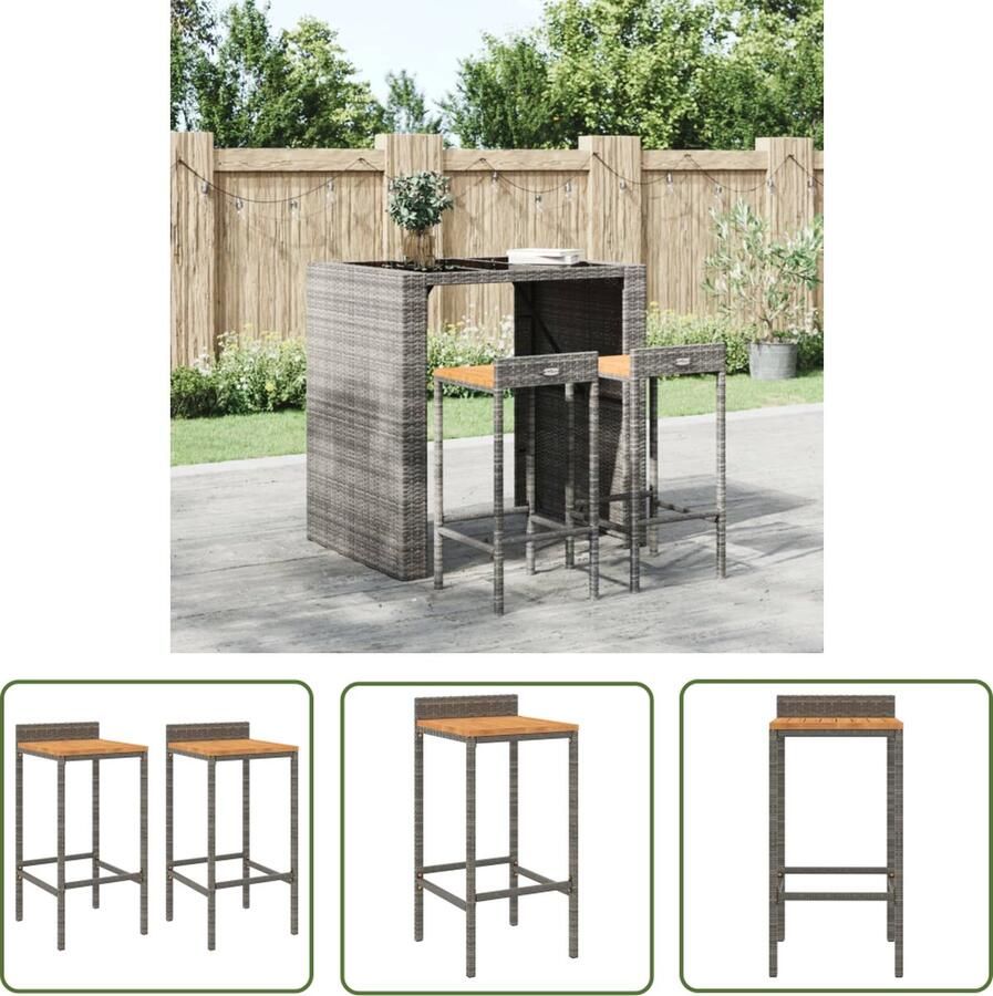 The Living Store Barkrukken Grijze PE-rattan 40x44x86 cm Weerbestendig Stabiel gepoedercoat stalen frame Comfortabele zitplaats Eenvoudig te verplaatsen Inclusief handleiding Draagvermogen 110 kg 2 stuks - Foto 2
