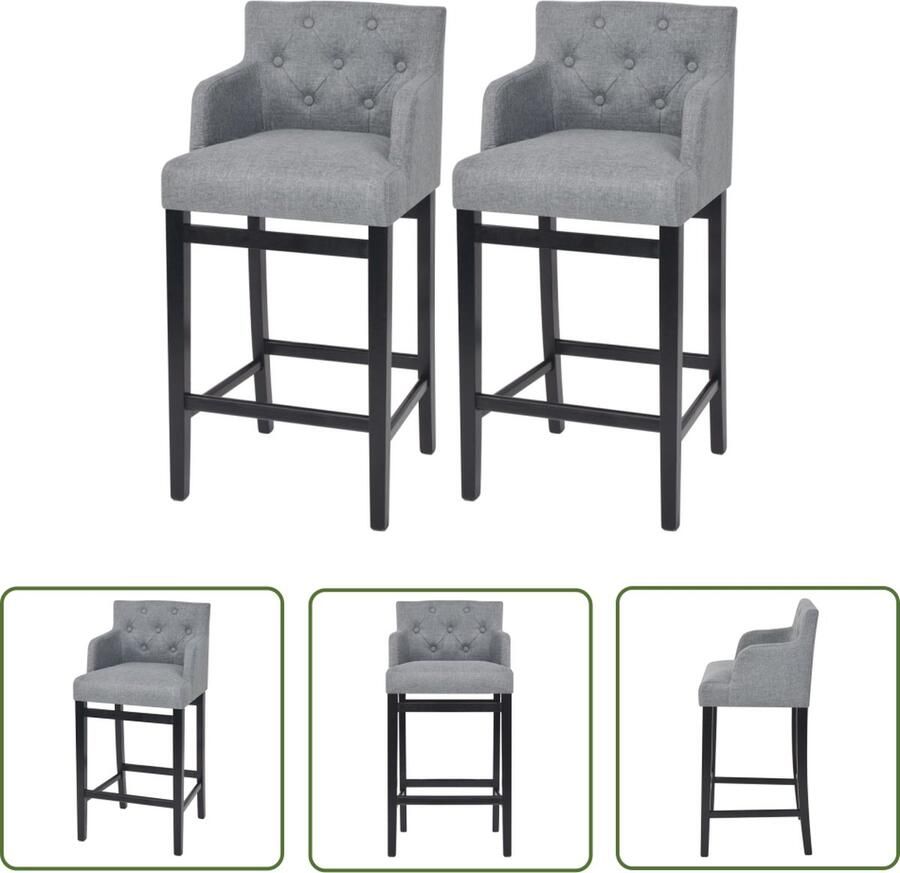 The Living Store Barkrukken Lichtgrijs 50x47x103 cm Massief grenenhouten poten Barstühlen Stoelkussens Eetkamermeubel Barkrukken Grijs Lounge Meubels - Foto 2