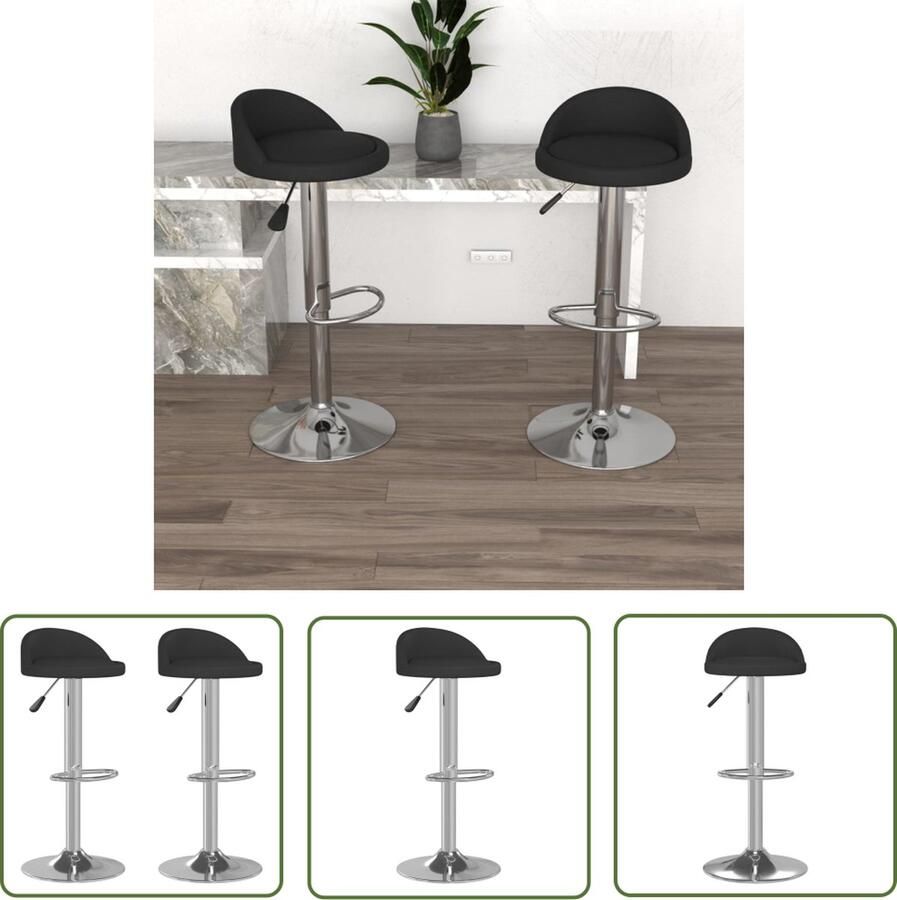 The Living Store Barkrukken 36x38x(72-94) cm Zwart Kunstleer Barstoel Barkruk Stoel Zitzak Eetkamerstoel - Foto 2