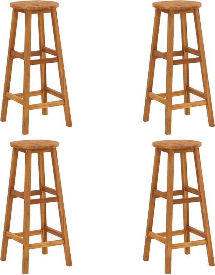 The Living Store Barkrukken 4 st massief acaciahout Barstühlen Acacia Hout Buitentoog Meubels Tuinset Eetkamer Stoel