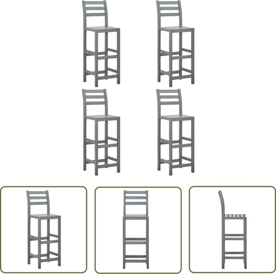 The Living Store Barstoelen Massief acaciahout 40x36.5x110cm Met rugleuning Barstoel Acacia Hout Buitendecor Tuinset Eetkamer Stoel