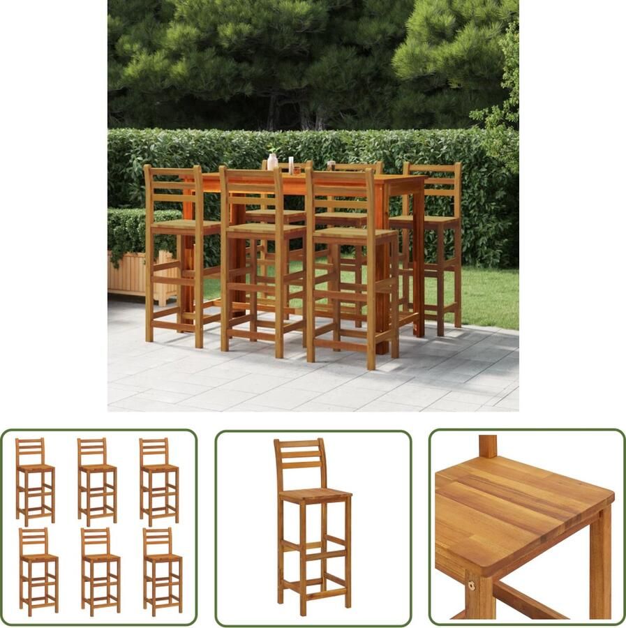 The Living Store Barkrukken 6 st massief acaciahout Houten Barkrukken Set Acacia Hout Tuinset Buitendecor