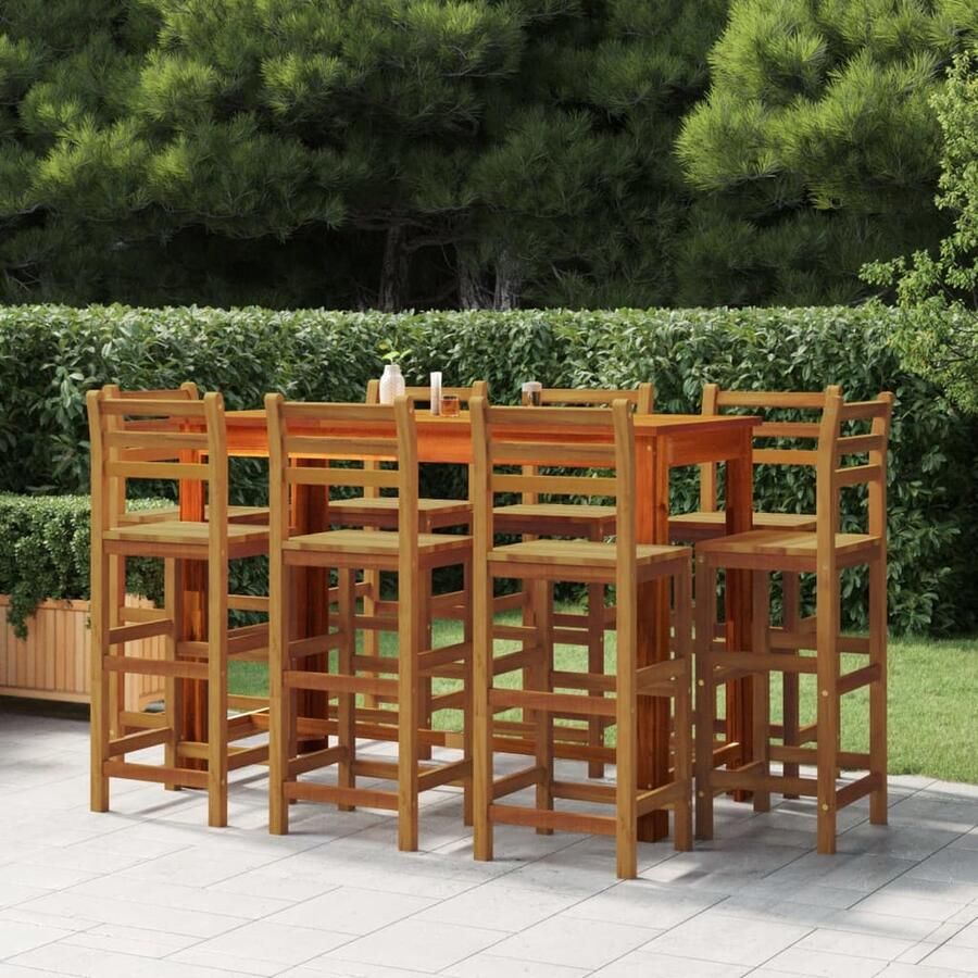 The Living Store Barkrukken 8 st massief acaciahout Houten Barkrukken Set Acacia Hout Tuin Stoelen Bar Stools