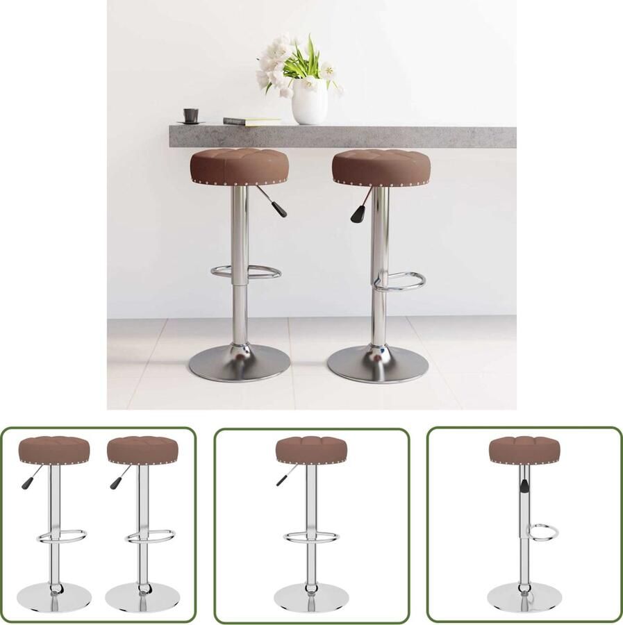 The Living Store Barkrukken Comfort Meubelen 38.5 x 38.5 cm Bruin Stof Barstoel Barkruk Eetkamerstoel Comfortabele Stoel Bruine Stoel