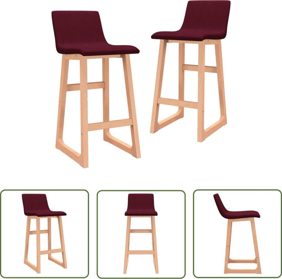 The Living Store Barkrukken Geniet Barstoelen 38x45x85cm Wijnrood - Foto 2
