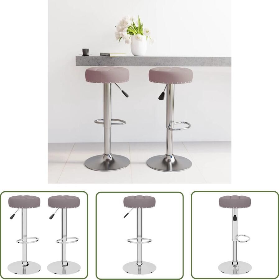 The Living Store Barkrukken Geniet Barstoelen Afmetingen- 38.5 x 38.5 x (63 83) cm Kleur- taupe Materiaal- stof multiplex en verchroomd staal Gasveermechanisme - Foto 2