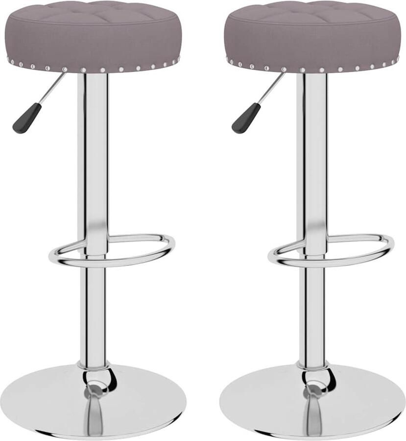 The Living Store Barkrukken Geniet Barstoelen Afmetingen- 38.5 x 38.5 x (63 83) cm Kleur- taupe Materiaal- stof multiplex en verchroomd staal Gasveermechanisme