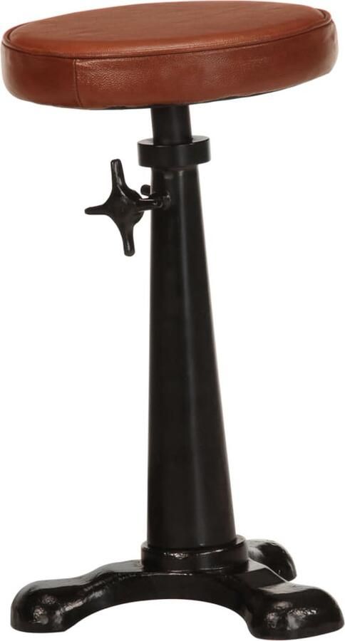 The Living Store Barkrukken Gietijzer Verstelbaar Echt Geitenleer Bruin 36x36x(56-84)cm 2x Barstoel Barkruk Bruine Barkruk Lederen Barkruk Barkrukken Set - Foto 3