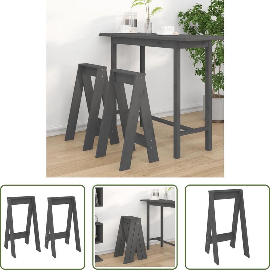 The Living Store Barkrukken Rustiek Houten 40 x 40 x 75 cm Massief Grenenhout Barkrukken Krukken Keukenkrukken Hout Meubels Grenoblehouten Meubels - Foto 2