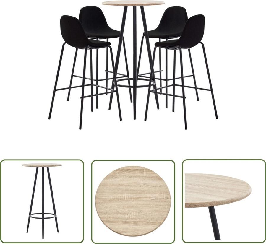The Living Store Barset Eiken Bartafel 60 x 107.5 cm 4 Barstoelen 51 x 49 x 99 cm