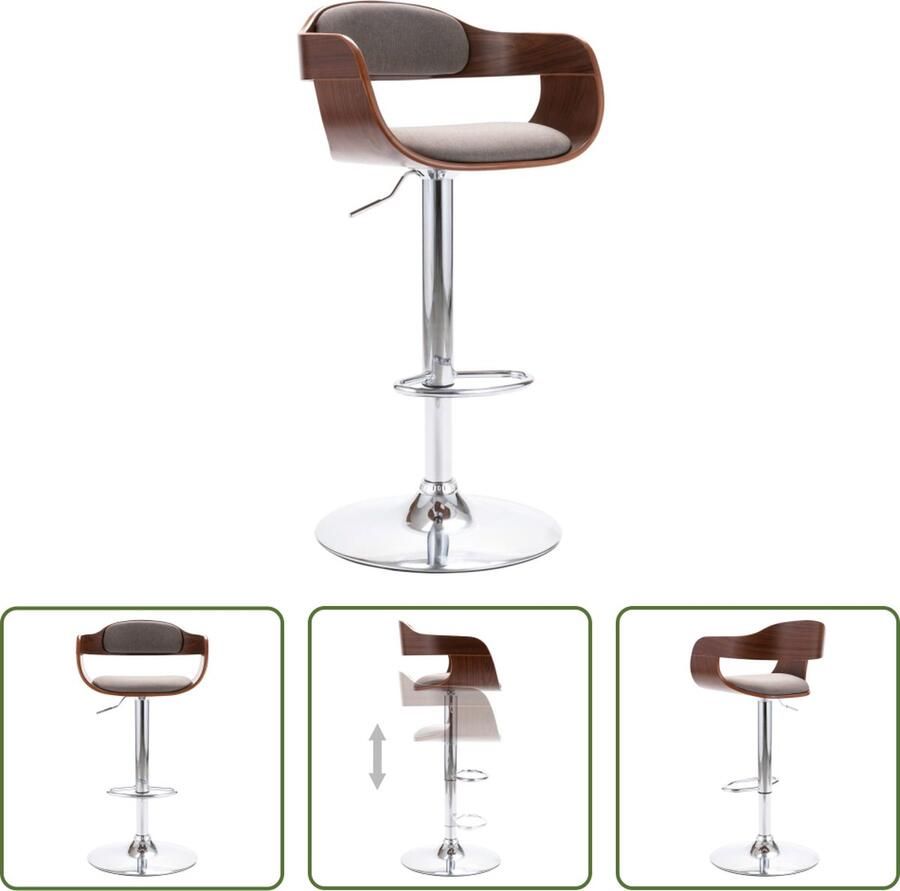 VidaXL The Living Store Barstoel Timeless Taupe 49.5x47.5x(84.5-105.5) cm Comfortabele zitting Gasveermechanisme Eenvoudige montage 110 kg draagvermogen - Foto 2