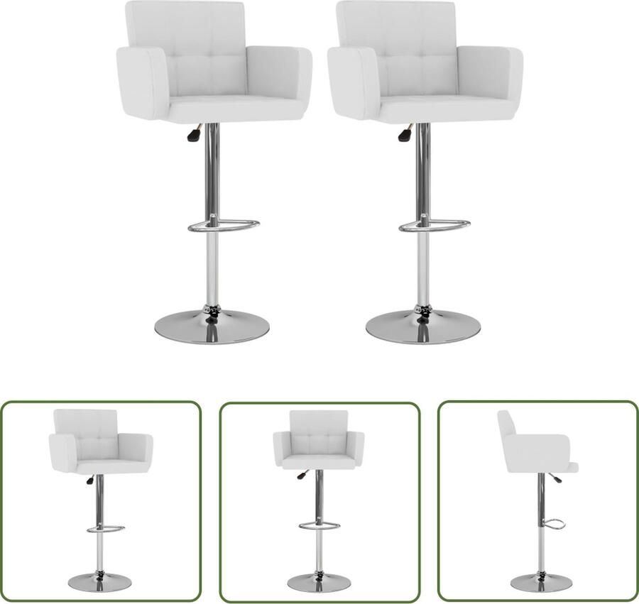 The Living Store Barkrukken Modern en comfortabel Kunstleer Verstelbaar Wit 50 x 46 x (93-115) cm Draagvermogen 110 kg Barstoel Barkruk Eetkamerstoel Lounge Stoel Witte Stoel - Foto 2