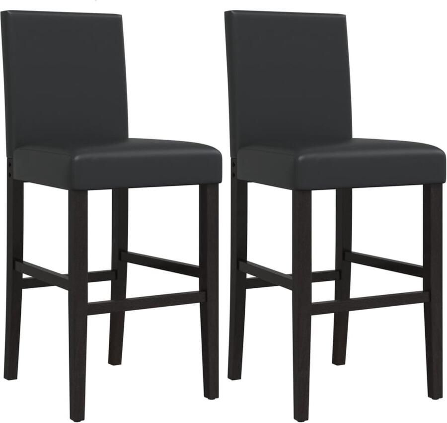 The Living Store Barkrukken Multifunctioneel 43.5 x 51 x 112 cm Zwart kunstleer massief rubberhout Barkruk Barstool Keukenstoel Eetkamerstoel Designstoel