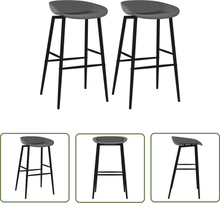 The Living Store Barstoelen Grijs 48 x 47.5 x 95.5 cm Lage rugleuning PP en metaal - Foto 3