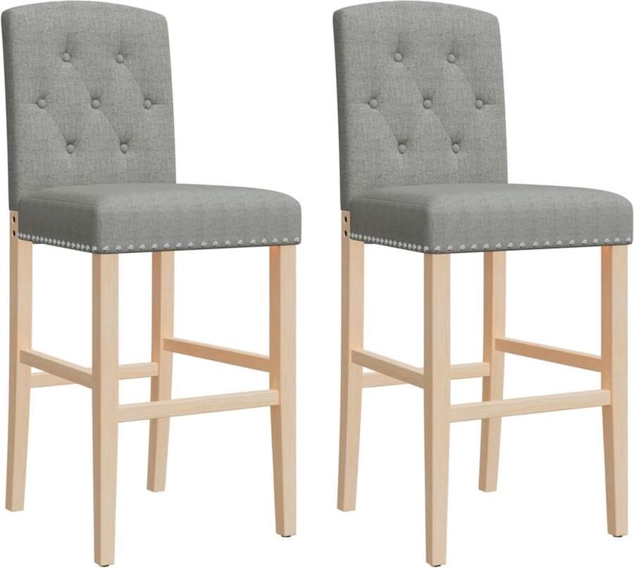 VidaXL -Barstoelen-2-st-massief-rubberhout-en-stof