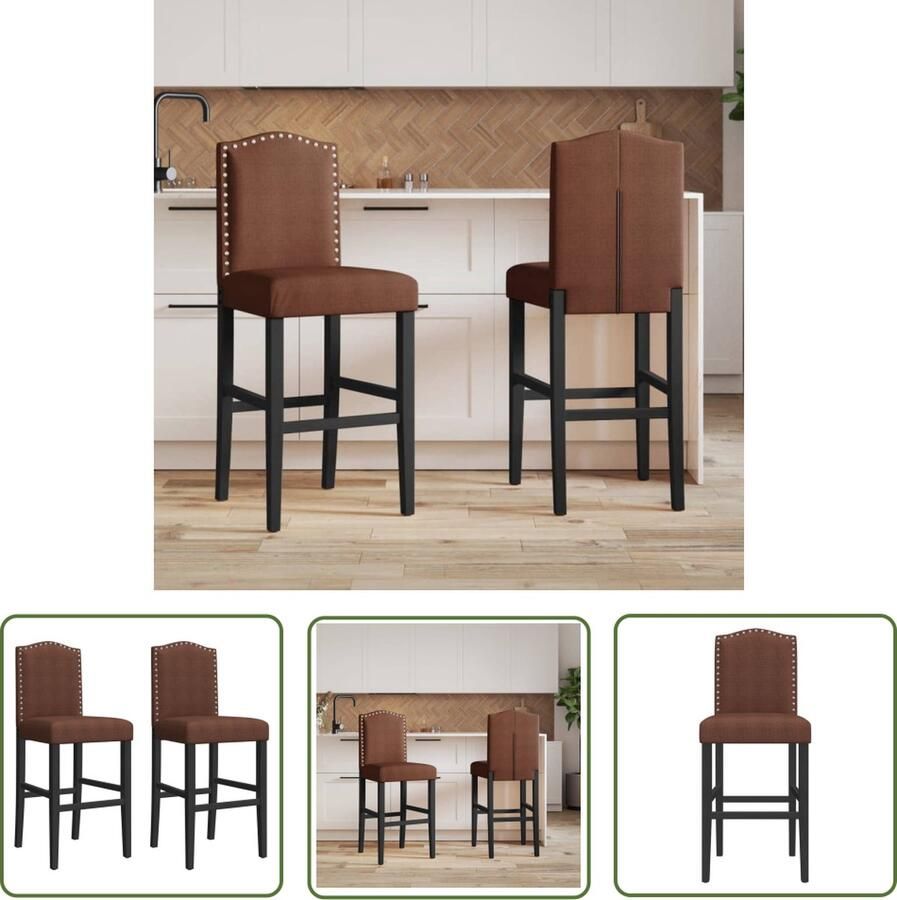 The Living Store Barstoelen Multifunctioneel 44 x 52 x 116 cm Bruin en Zwart Barstooi Bruine Stoel Zwarte Stoel Eetkamerstoel Keukenstoel - Foto 2