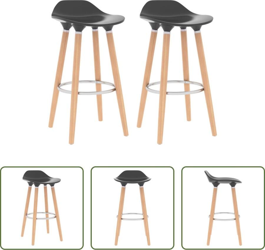 The Living Store Barstoelen Set Antraciet 39 x 39 x 80 cm ABS zitting - Foto 2