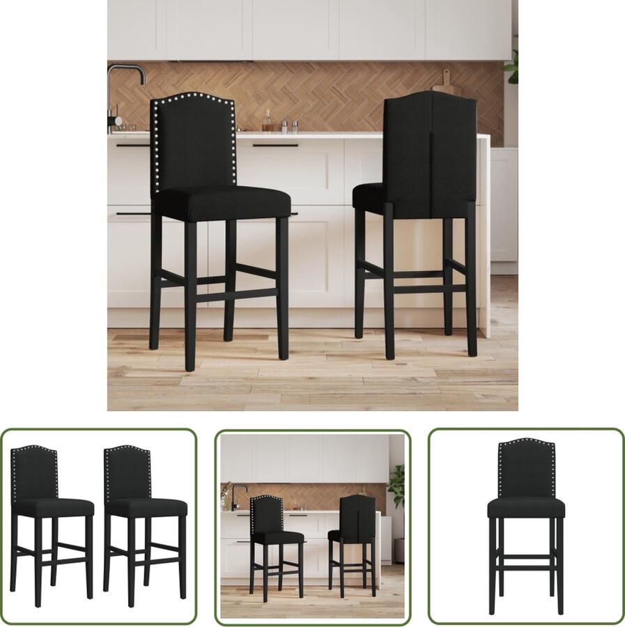 The Living Store Barstoelen Zwarte Ontbijtstoelen 44 x 52 x 116 cm Met Voetensteunen