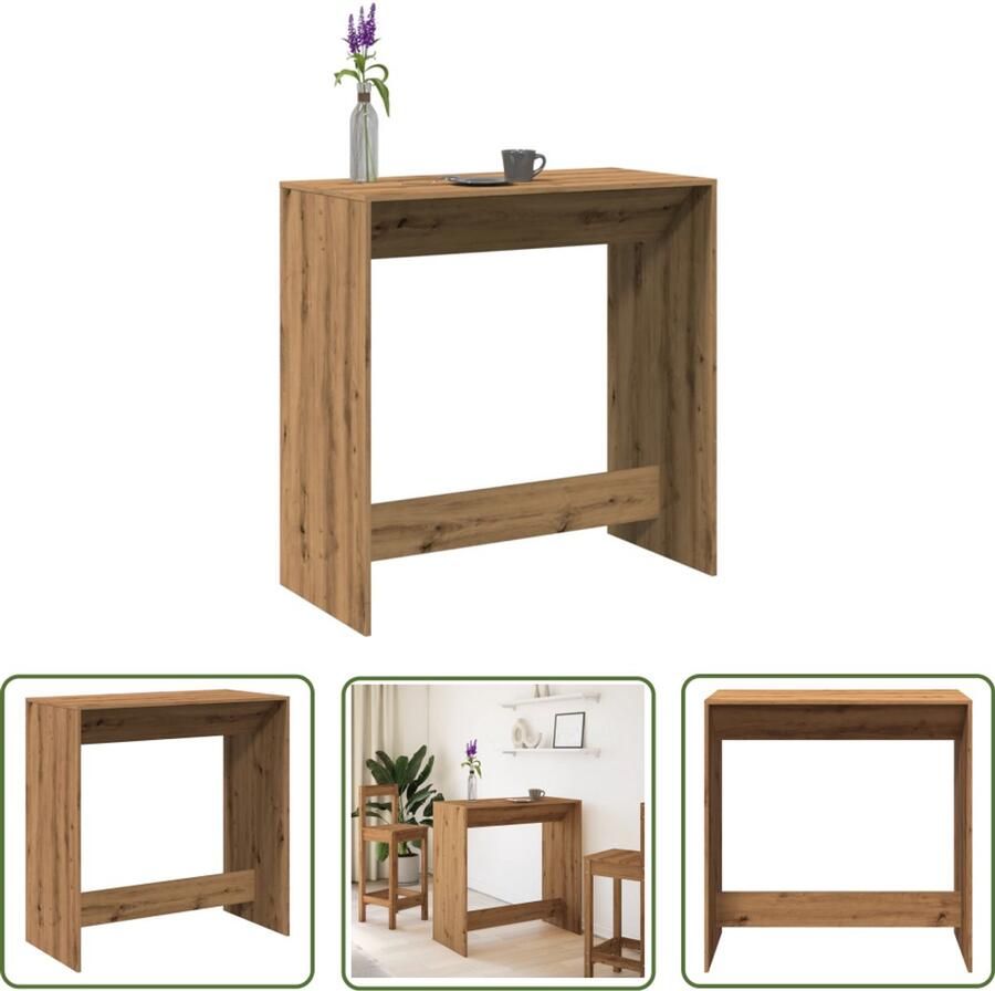 The Living Store Bartafel 102x50x103 5 cm bewerkt hout artisanaal eikenkleur Bartafel Bistrotafel Cafetafeltje Houten Tafel Hoog Tafel