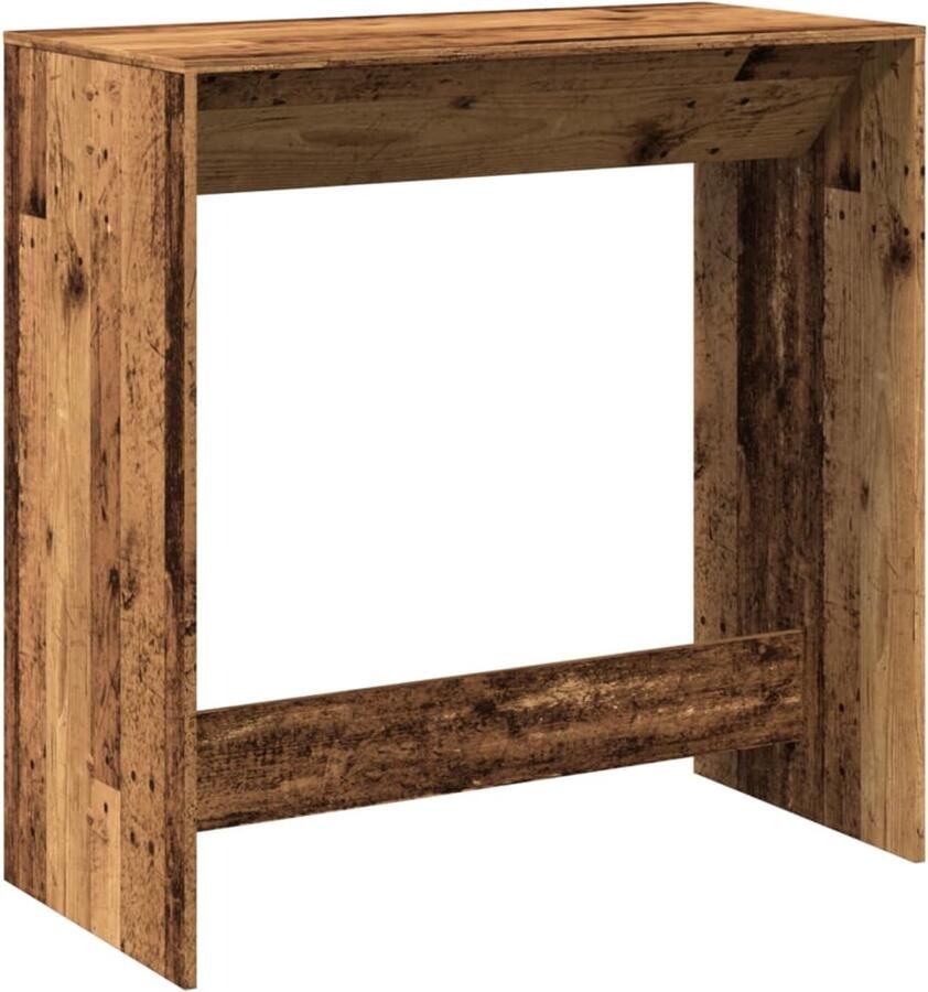The Living Store Bartafel 102x50x103 5 cm bewerkt hout oud houtkleurig Bartafel Houten Tafel Bistrotafel Keuken Eiland Ontbijtbar