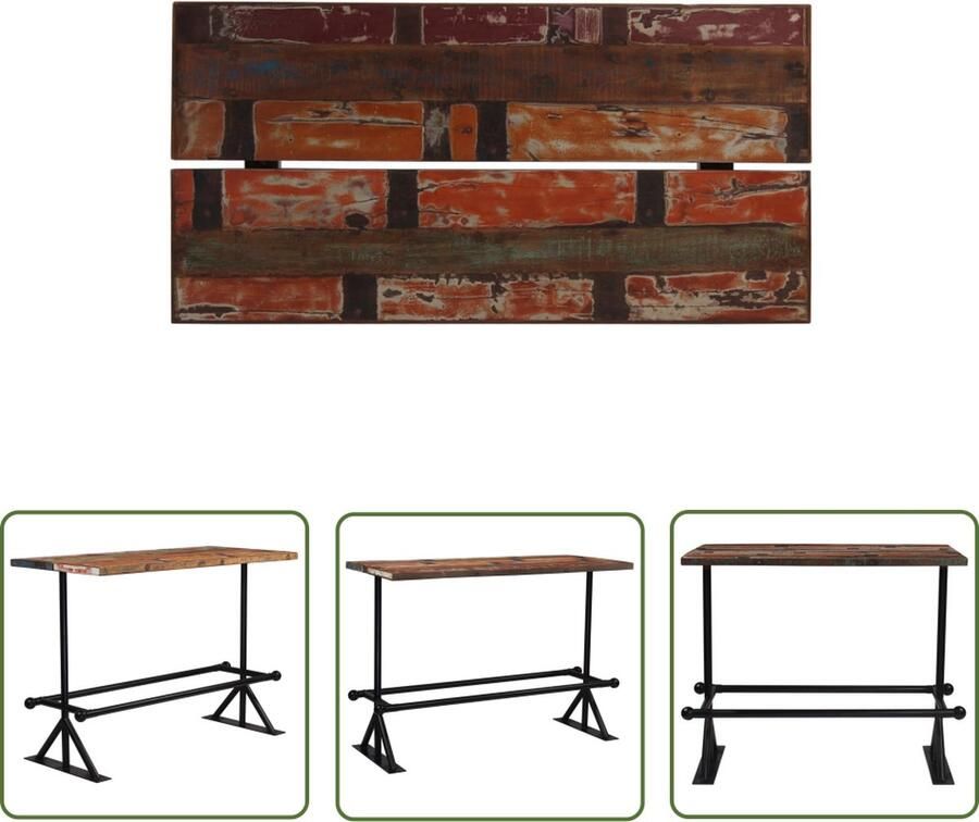 The Living Store Bartafel Antieke Stijl Hout 150x70x107cm Gerecycled Stalen Poten Bartafel Vintage Meubilair Industrieel Design Houten Tafel Recycled Wood Furniture - Foto 3