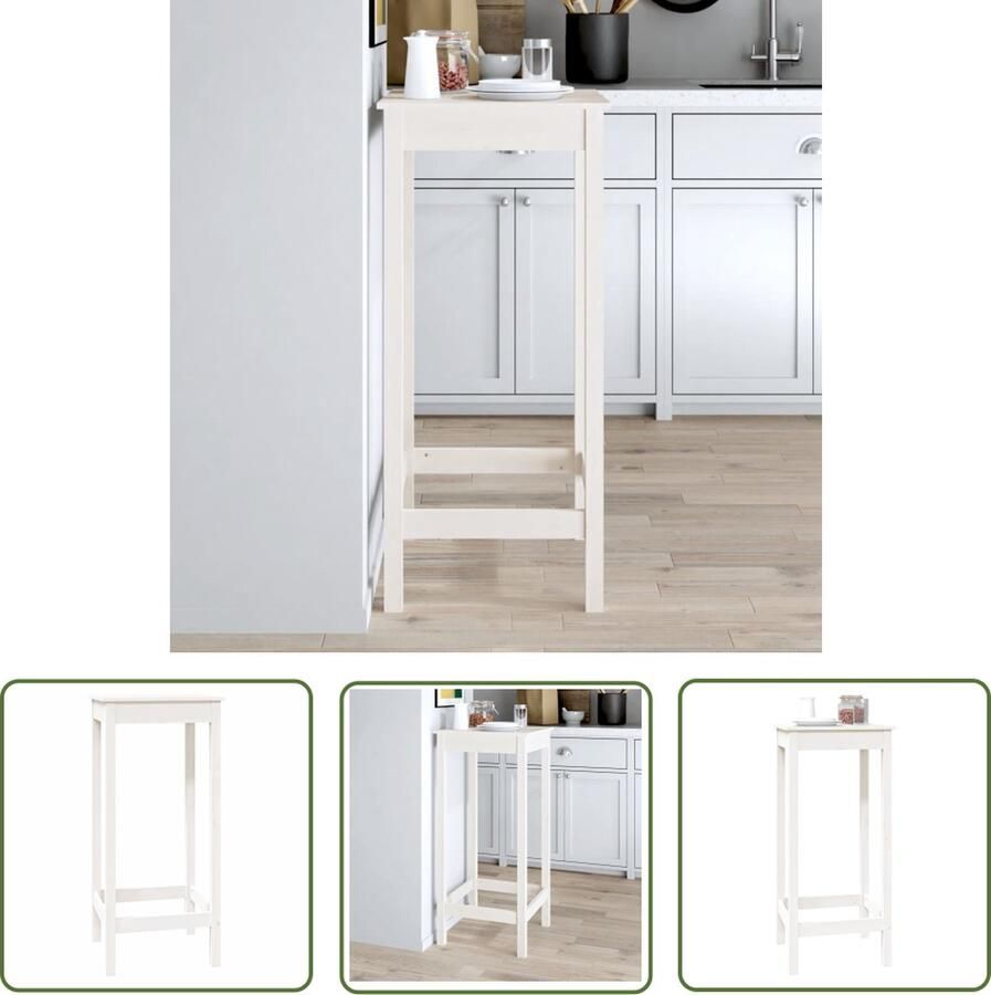 The Living Store Houten Bartafel Massief Grenenhout 50 x 50 x 110 cm Wit Bartafel Houten Bartafel Grenenhouten Bartafel Witte Bartafel Eetkamertafel
