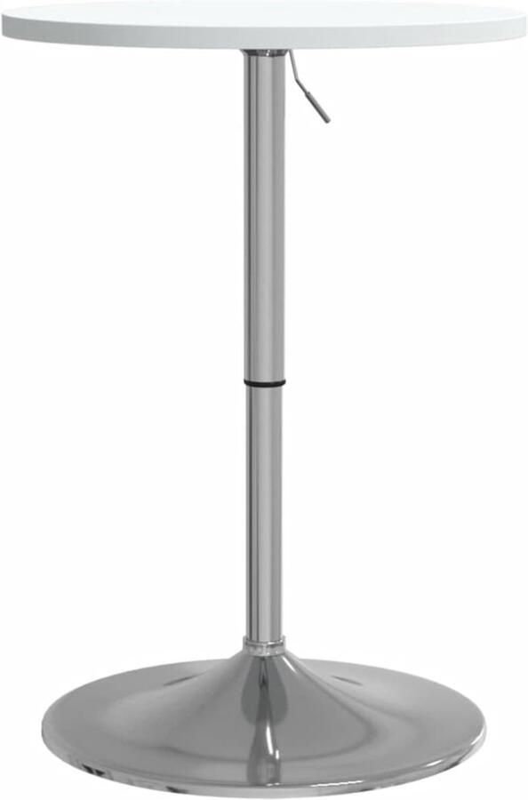 The Living Store Bartafel 50x50x90 cm bewerkt hout en verchroomd staal wit Bartafel Bartafels Eetkamerstoel Salontafel Inox