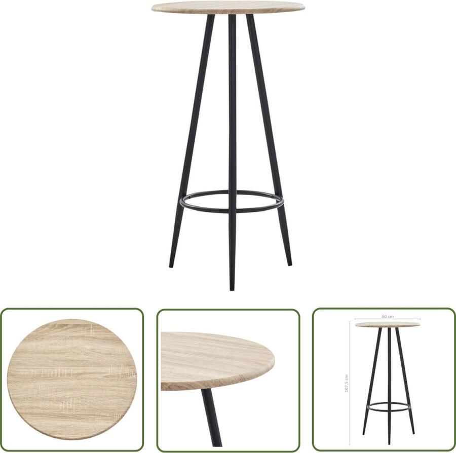 The Living Store Bartafel 60x107 5 cm MDF eikenkleurig Bartafel Bistrotafel Sta Tafel Eetkamerstoel Moderne Tafel - Foto 2