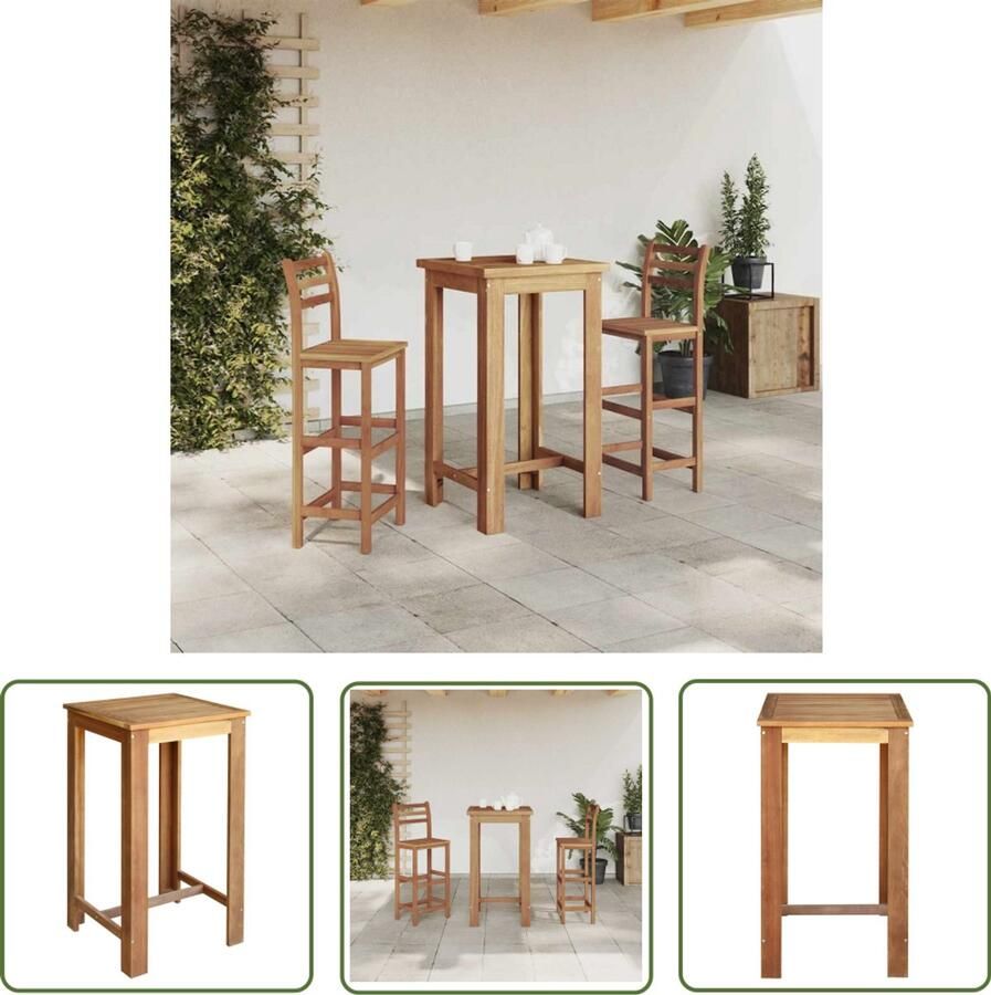 The Living Store Bartafel 60x60x105 cm massief acaciahout Bartafel Acacia Tafellaar Houten Bartafel Eetkamertafel Salontafel - Foto 2