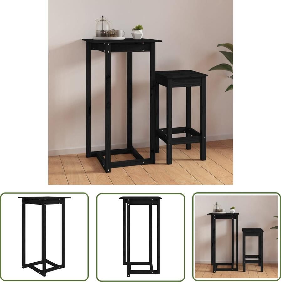 The Living Store Bartafel Grenenhout 60x60x110 cm Rustieke uitstraling Bartafel Grenenhouten Tafel Zwarte Bartafel Bistrotafel Salontafel - Foto 2