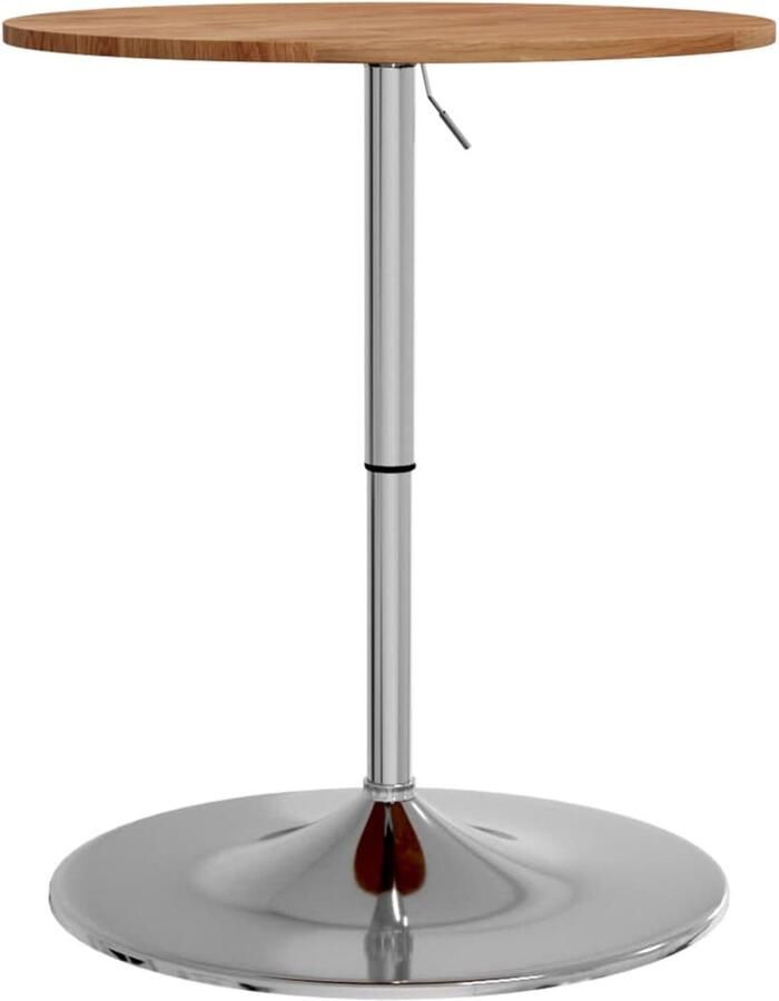 The Living Store Bartafel Ø 60x89 5 cm massief eikenhout lichtbruin Bartafel Houten Bartafel Eikenhouten Bartafel Hoog Regolabele Bartafel Stijlvolle Bartafel