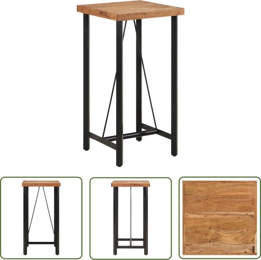 The Living Store Bartafel Acaciahout Stabiel ijzeren frame Stevig blad Bartafel Acacia Tafellaag Stalen Frame Salontafel Eetkamertafel - Foto 2