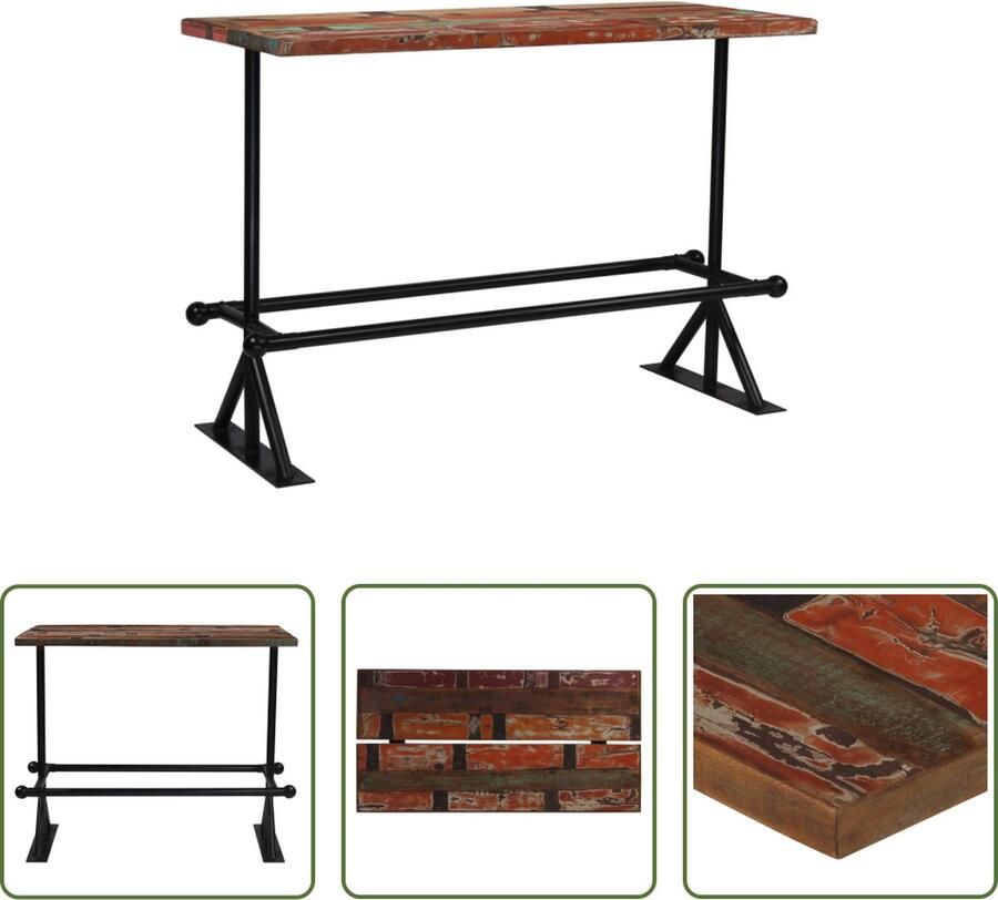 The Living Store Bartafel Antieke Stijl Hout 150x70x107cm Gerecycled Stalen Poten Bartafel Vintage Meubilair Industrieel Design Houten Tafel Recycled Wood Furniture