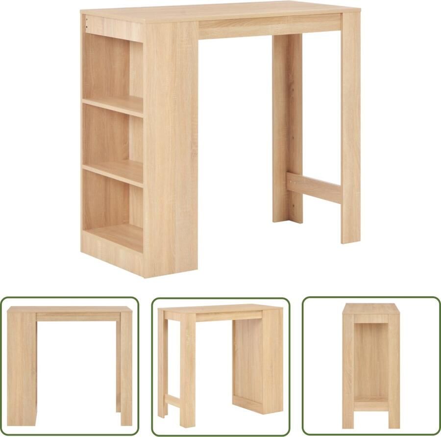 The Living Store Bartafel Eiken 110 x 50 x 103 cm 3 schappen Bartafel Houten Bartafel Eiken Bartafel Eetkamertafel Salontafel Kookeiland Tafeltje - Foto 2